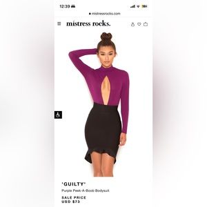 Purple keyhole bodysuit from Mistress Rocks